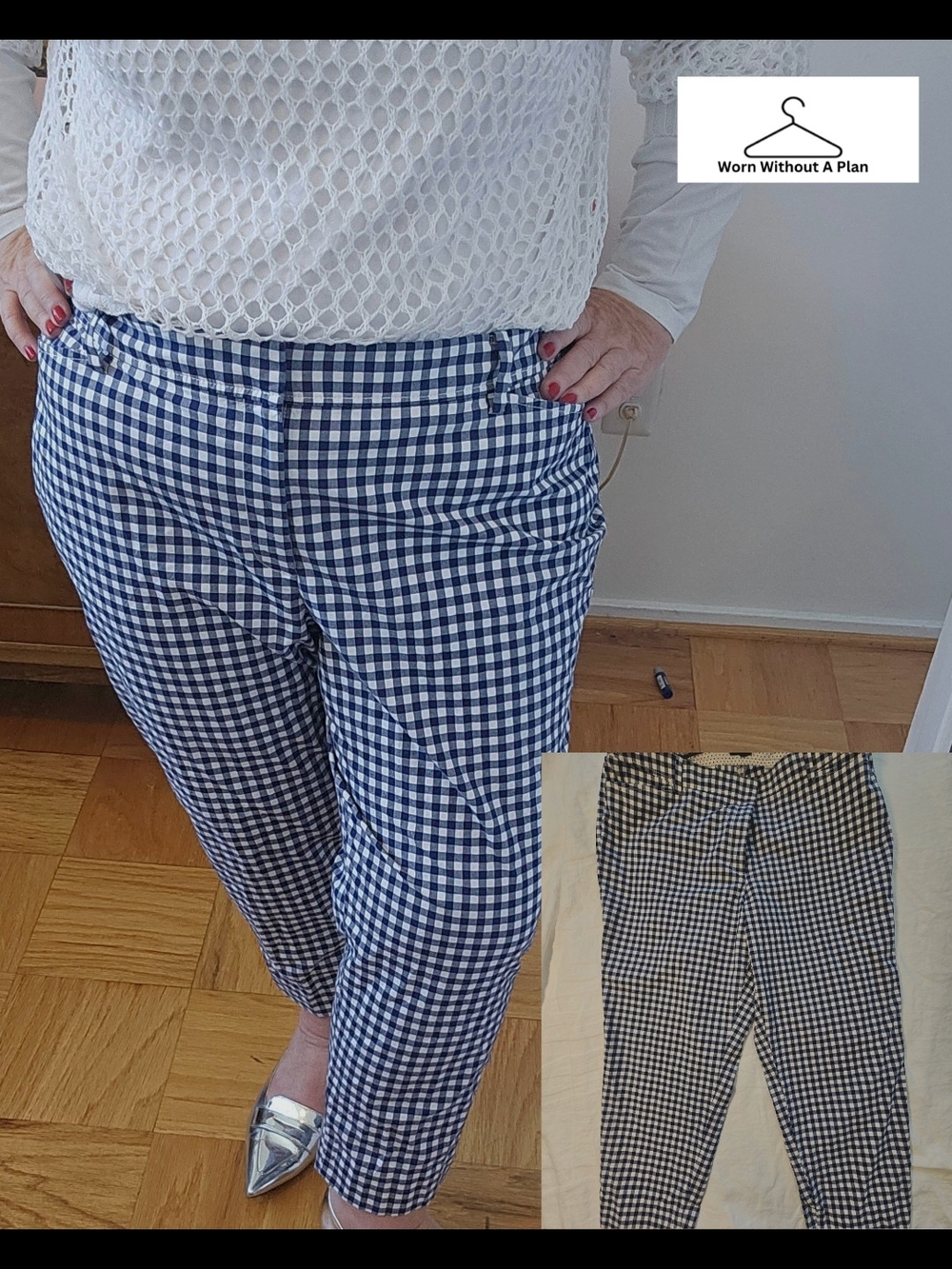 Talbots Navy and White Gingham Ankle Pants Size 18